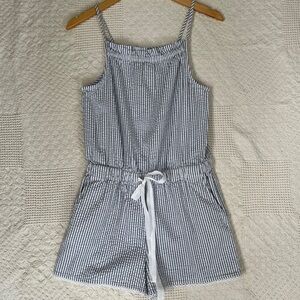 LOFT Beach Navy and White Striped Romper
